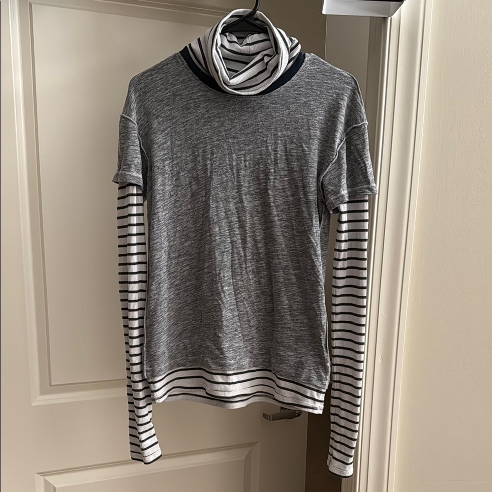 We The Free Gray and Black Striped Top